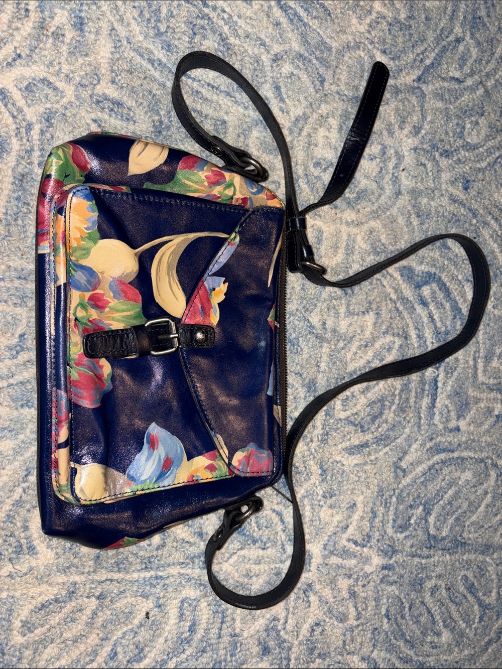 Patricia Nash Navy Floral Crossbody with Multicolor Accents